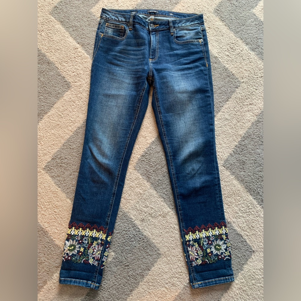 Miss Me Wander Lust Embroidered bottom Ankle skinny Jeans